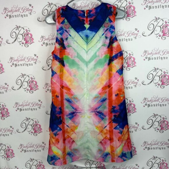 Papillon Blanc Multicolor Dress watercolor tank style tie dye Aztec - Picture 2 of 11